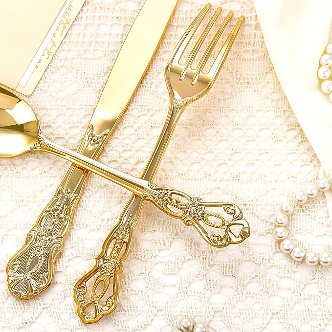 40PCS Gold Plastic Silverware - Image 4