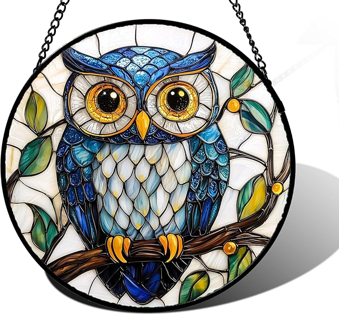 Stained Glass Window Hanging, Owl Gifts by DASTOLL
