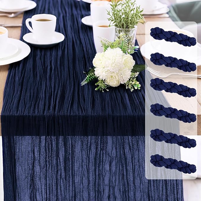 6-Pack Navy Blue Cheesecloth Table Runners – 10FT Boho Rustic Gauze Fabric by Unknown