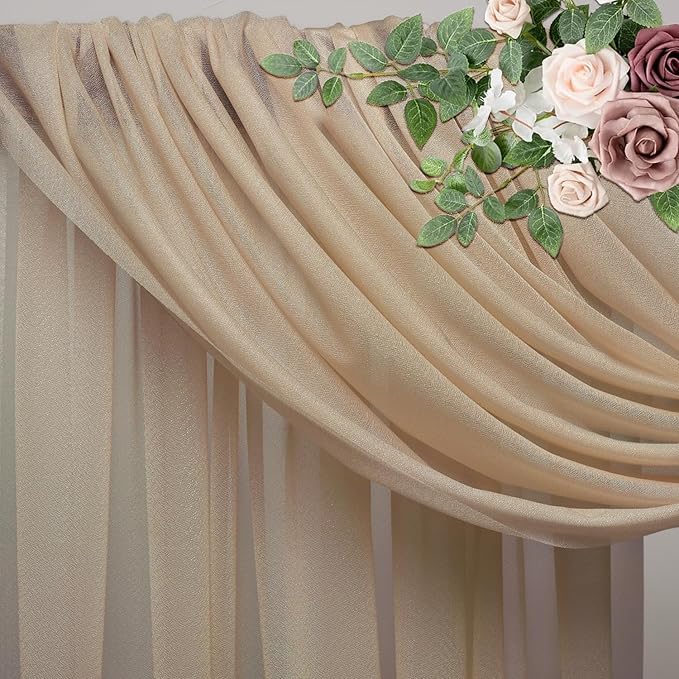 Wedding Arch Draping Fabric 6 Panels 28.7" x 20FT Nude Sheer Chiffon Backdrop - Image 4