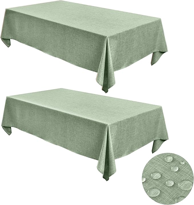Fitable Faux Linen Tablecloths for Rectangle Tables: Water & Stain Resistant by Fitable