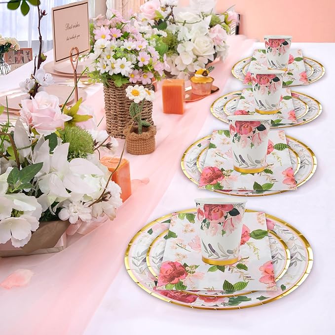 280 Pcs Thanksgiving Floral Paper Plates And Napkins Party Supplies - Image 3