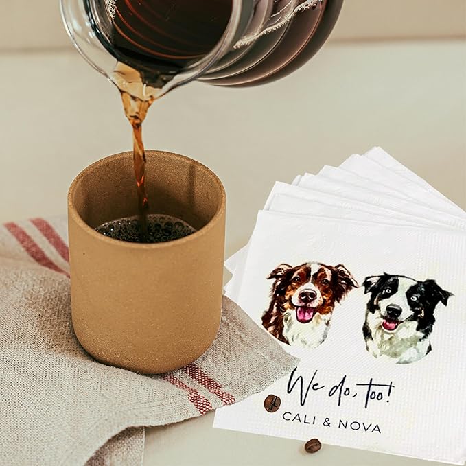 Luxury Personalized Dog Wedding Napkins, Personalized Photo Napkins - Image 4