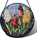 Stained Glass Window Hanging, Colorful Hyacinth Flowers Suncatcher by DASTOLL