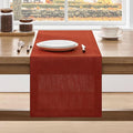 ZeeMart Linen Textured Border Table Runner, 14 x 90 Inch Orange, Farmhouse by ZEEMARTONLINE