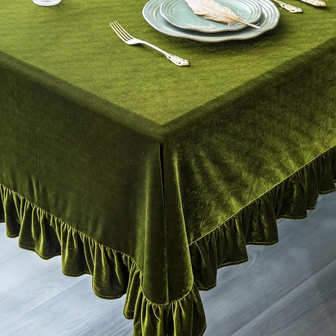 Velvet Tablecloth Luxurious Solid Rectangle Table Cloth, Oblong Retro Farmhouse - Image 6