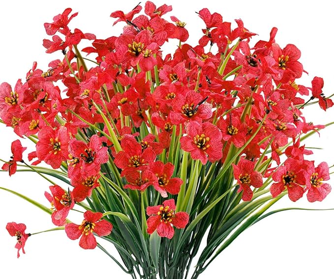 12 Bundles Artificial Flowers Outdoor UV Resistant Fake Flowers No Fade Faux by JEMONG