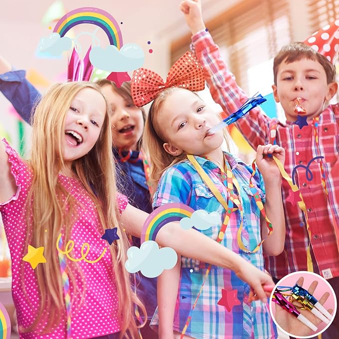 24 Pcs Glitter Noisemakers, Metal Tassel Music Birthday Blowers, Horn Whistles - Image 6