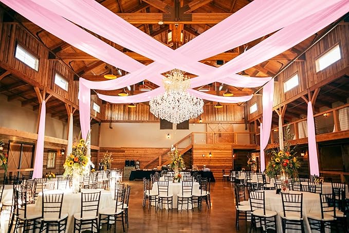6 Panels Pink Ceiling Drapes for Wedding 5ftx20ft Ceiling Drapes Wedding Arch - Image 6