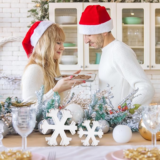 6Pcs Snowflake Decorations Christmas Decor White Winter Wooden Snowflakes - Image 4