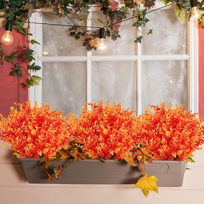 AmyHomie 20 Bundles Orange Fall Decor Artificial Flowers - Image 7