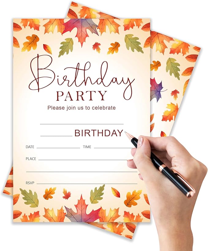 Fall Birthday Invitation Cards - Image 3