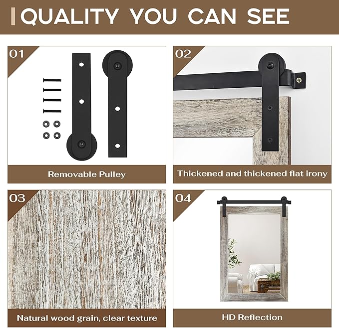 COGOOD Farmhouse Barn Door Mirror - Image 5