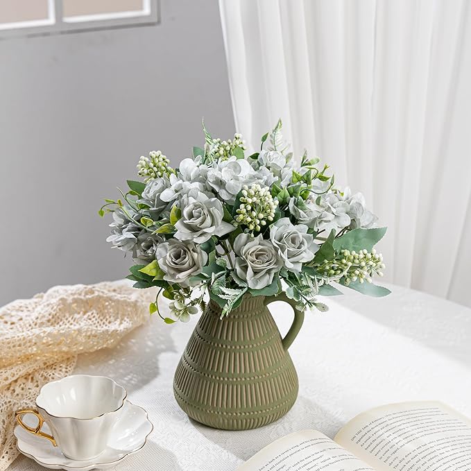 Artificial Flower 5 Branches Artificial Silk Fake Flowers Bouquet Small Roses - Image 4