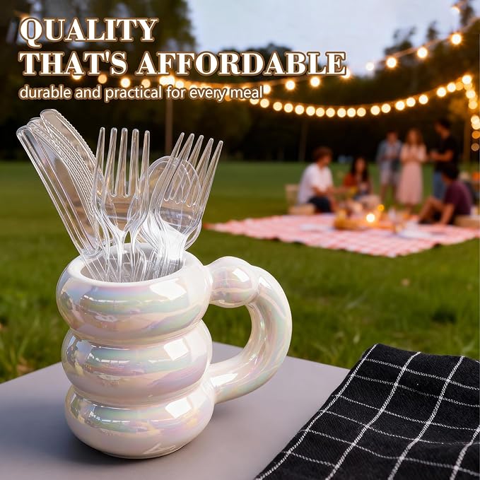 400 Count Heavy Duty Clear Plastic Silverware, 160 Forks, 160 Spoons, 80 Knives - Image 6