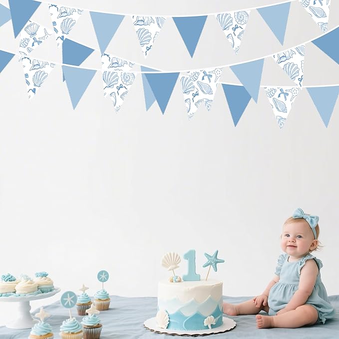32Ft Ocean Coastal Nautical Beach Party Decorations Blue Bow Starfish Seashell - Image 5