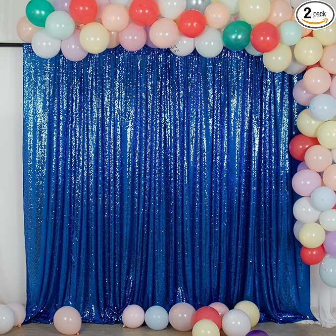 ShinyBeauty Shimmer Royal Blue Backdrop Curtain 7Ftx7Ft Photo Backdrops Blue by ShinyBeauty