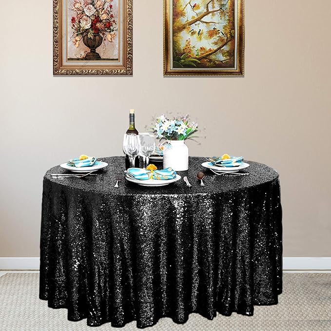 JYFLZQ Black Sequin Tablecloth - Image 2