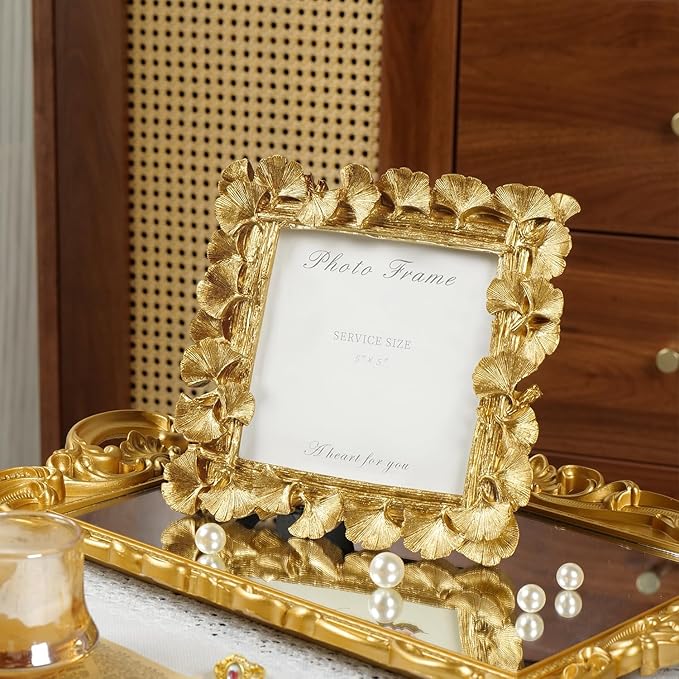 Cuspin Vintage Gold 5x5 Picture Frame, Antique Square Photo Frame - Image 2