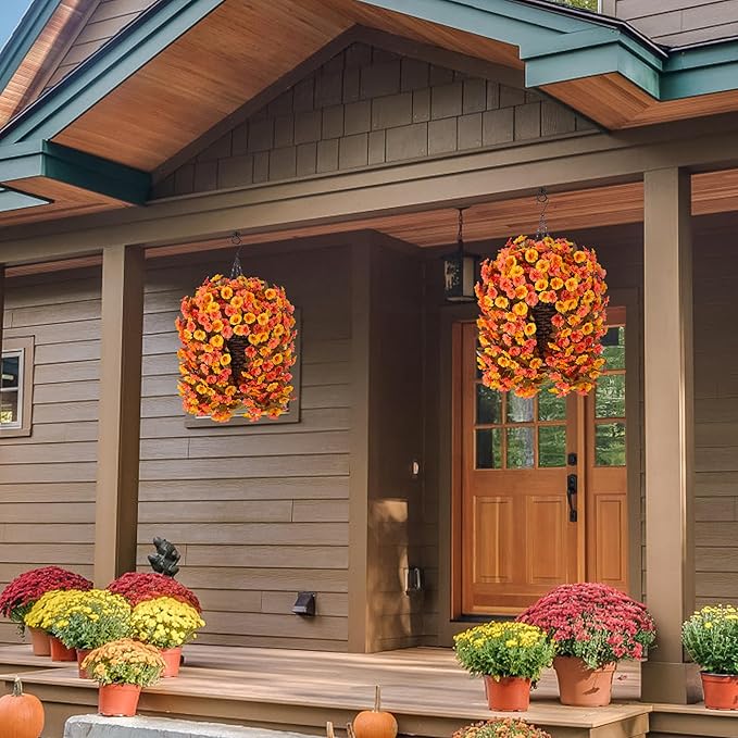 Artificial Fall Fake Hanging Flowers Plants Basket - Image 2
