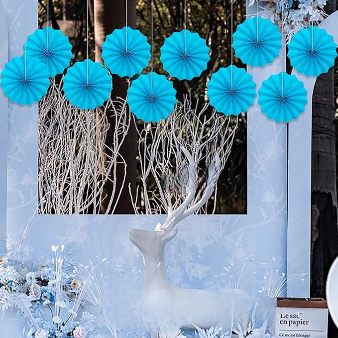 BARTHEW Blue Hanging Paper Fans, Party Decorations - Image 6