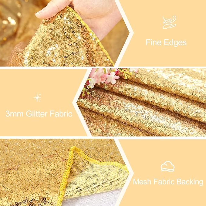 Sequin Table Runners 5 Pieces Gold Table Runners 12x72 Inch Glitter Dining - Image 5
