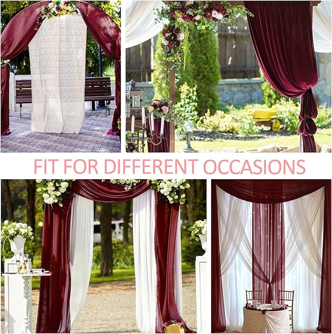 Arch Drapes for Wedding Arch Draping Fabric Burgundy Sheer Backdrop Curtain for - Image 8