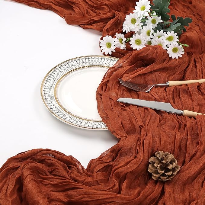 12 Pack Fall Thanksgiving Table Runner Terracotta Cheesecloth 10ft Boho Gauze - Image 7
