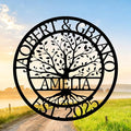 Custom Tree Of Life Metal Signs Wall Art, Personalized Family Last Name Outdoor by BOHVAWOODLIFE