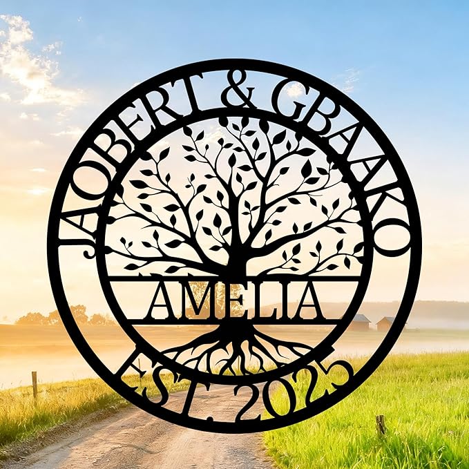Custom Tree Of Life Metal Signs Wall Art, Personalized Family Last Name Outdoor by BOHVAWOODLIFE