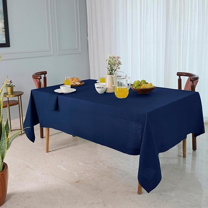 D'Moksha Homes Navy Blue Linen Tablecloth 54 x 72 Inch - Image 6