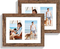 8x10 Picture Frame Set of 2, Rustic Brown Wood Frame by Hongkee