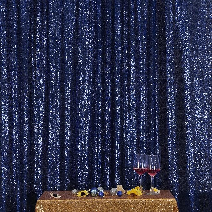 Poise3EHome 6FT x 8FT Navy Blue Sequin Photography Backdrop Curtain by Poise3EHome