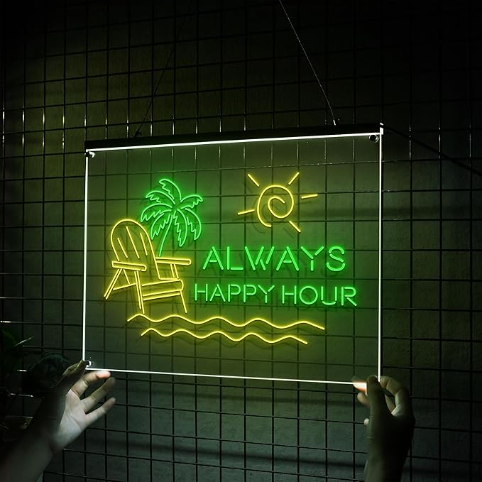 LIGHT UP LUXE Always Happy Hour Neon Sign, Bar Sign - Image 2