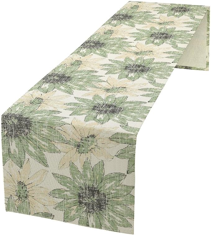 Chrysanthemum Vintage Floral Table Runner, Elegant Yellow Sunflower Spring - Image 2