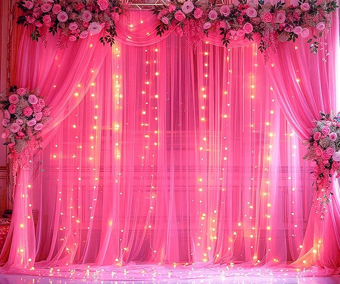 Hot Pink Tulle Backdrop Curtain by Suppromo