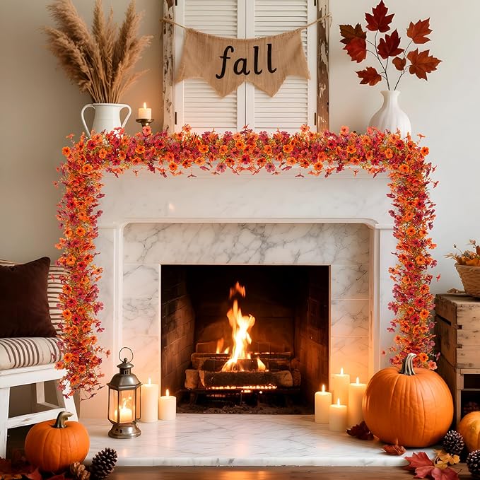 Fall Mums Flowers Artificial Garland - Image 2