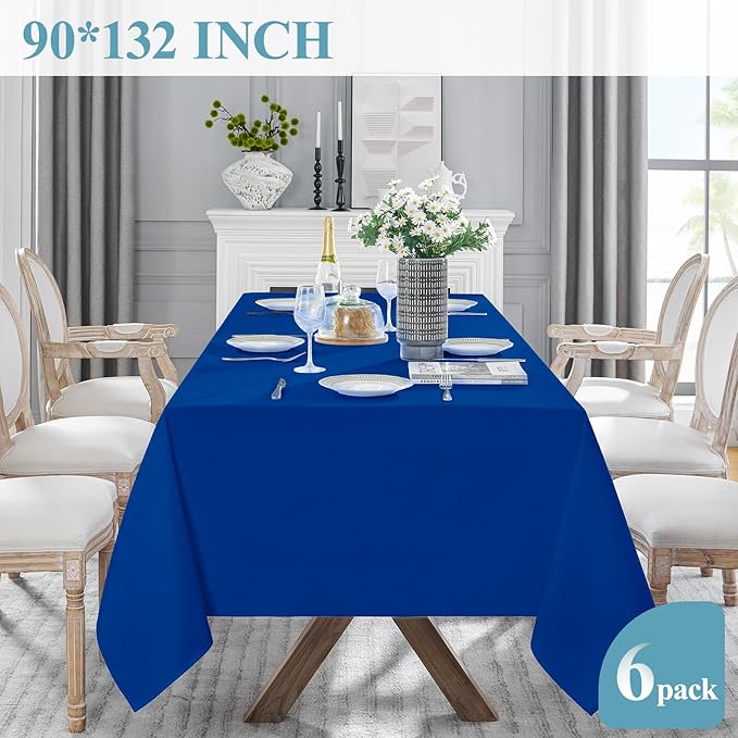 VidaFete Tablecloth 6 Pack 90*132inch Rectangle Table Cloth Polyester, Stain - Image 4