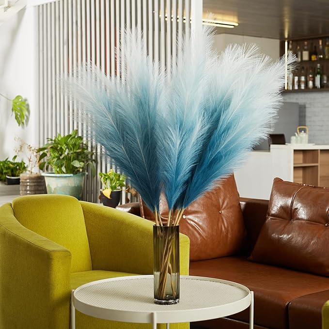 Faux Pampas Grass Decor, 6 Stems Artificial Pampas Grass - Image 6