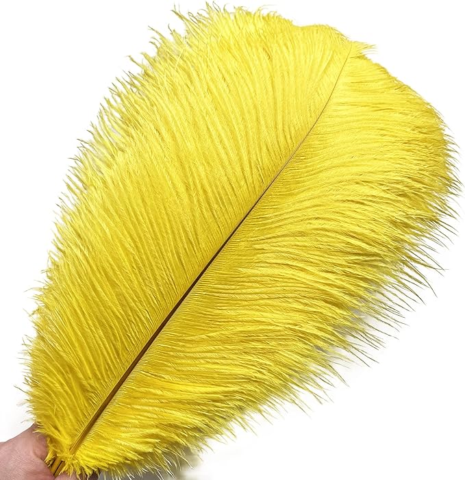 Happy Feather 16-18 inch Yellow Ostrich Feathers Craft - Image 2