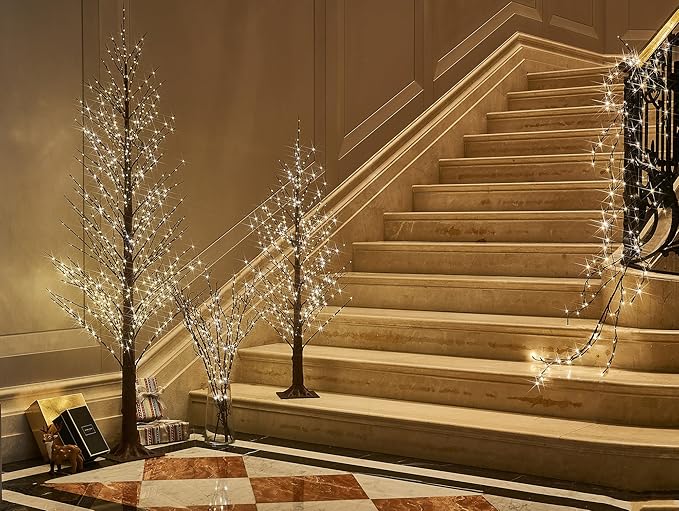 Hairui Lighted Willow Branches Silver Glittered 32IN 120 LED Fairy Lights - Image 6