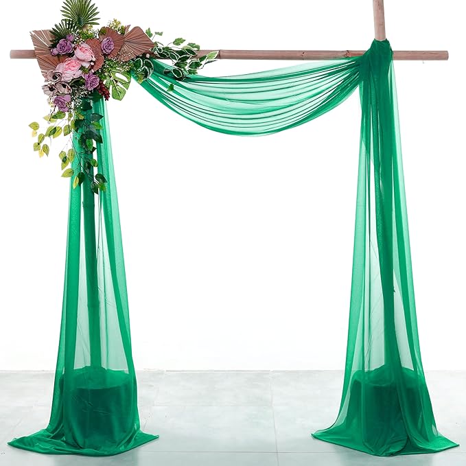 VDS Pack of 3 Panel Wedding Arch Draping Fabric Sheer Chiffon Fabric Drapery by VDS