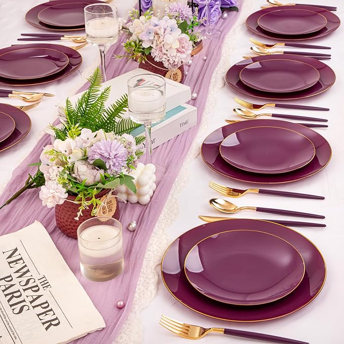 Liacere 150PCS Purple Plastic Plates - Image 9