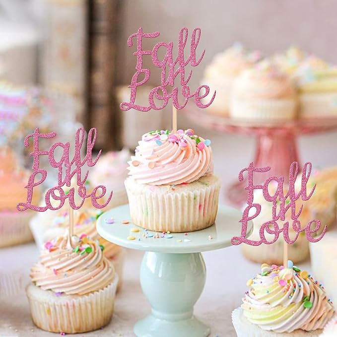 24 PCS Fall in Love Cupcake Toppers Glitter Fall Theme Party Cupcake Picks - Image 4