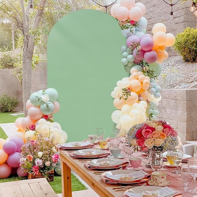 SoarDream Sage Green Spandex Arch Cover 6FT Wedding Arch Backdrop Cover - Image 3