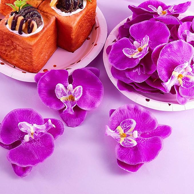 40 Pieces Orchid Petals Artificial Decorations Orchids Heads Flowers Faux Silk - Image 6