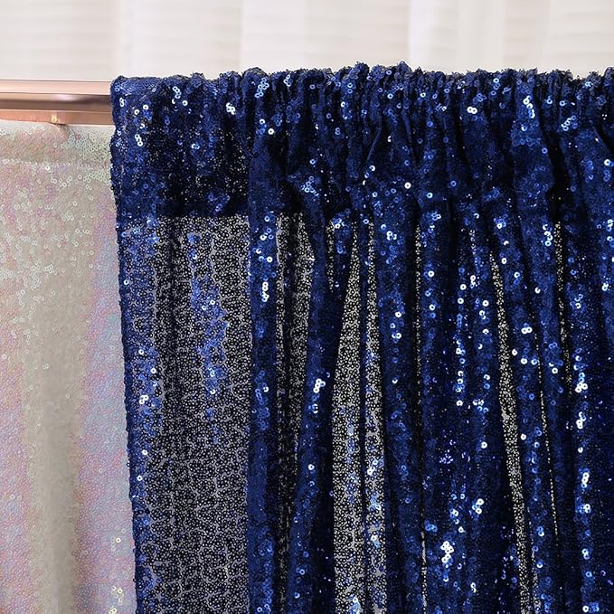 Poise3EHome 6FT x 8FT Navy Blue Sequin Photography Backdrop Curtain - Image 5