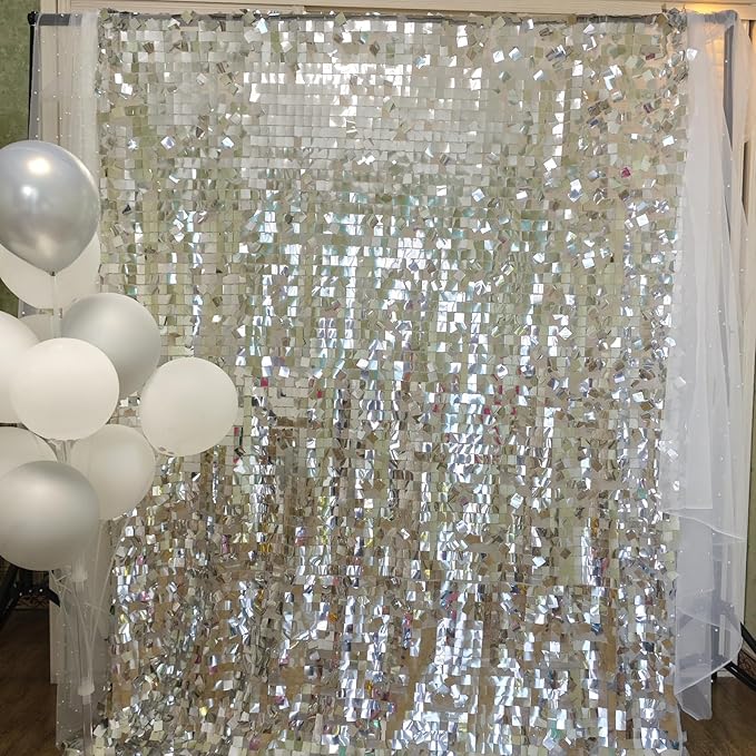 Silver Sequin Backdrop 8ft * 8ft 1 Panel, Shimmer Wall Backdrop Photobooth Props - Image 8