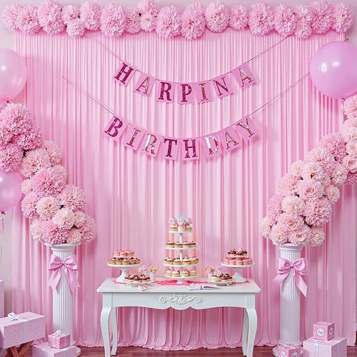 10 ft x 10 ft Pink Backdrop Curtains - Image 2