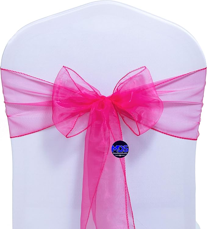 MDS Pack of 75 PCS Organza Chair Sashes Wider Dining Chair Bows Ribbon Tie Back - Image 3